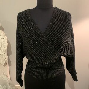 Anthropologie black/silver Convertible Statement Sweater XS